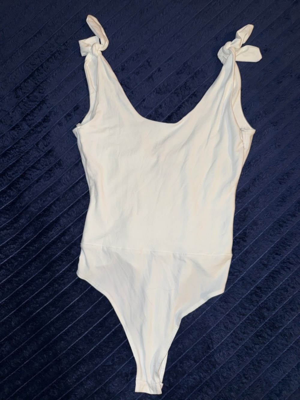 Lulu's White Tie-Strap Ribbed Bodysuit Romper